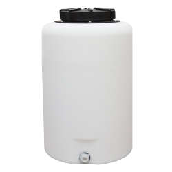 25 Gallon Tamco® Vertical Natural PE Tank with 12-1/2" Lid & 3/4" Fitting - 19" Dia. x 29" High